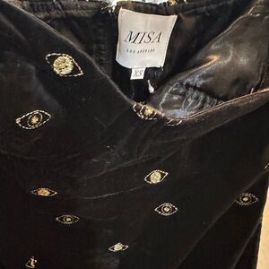 Misa Los Angeles Black Strapless Dress with Gold Accents Gerogia